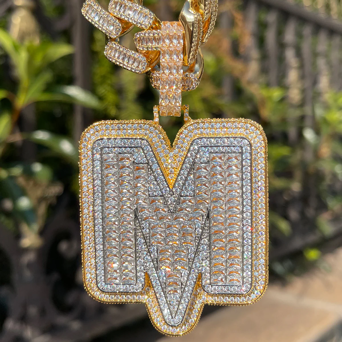 Lightning Iced Out Initial Custom Name Necklace Pendant - Image 7