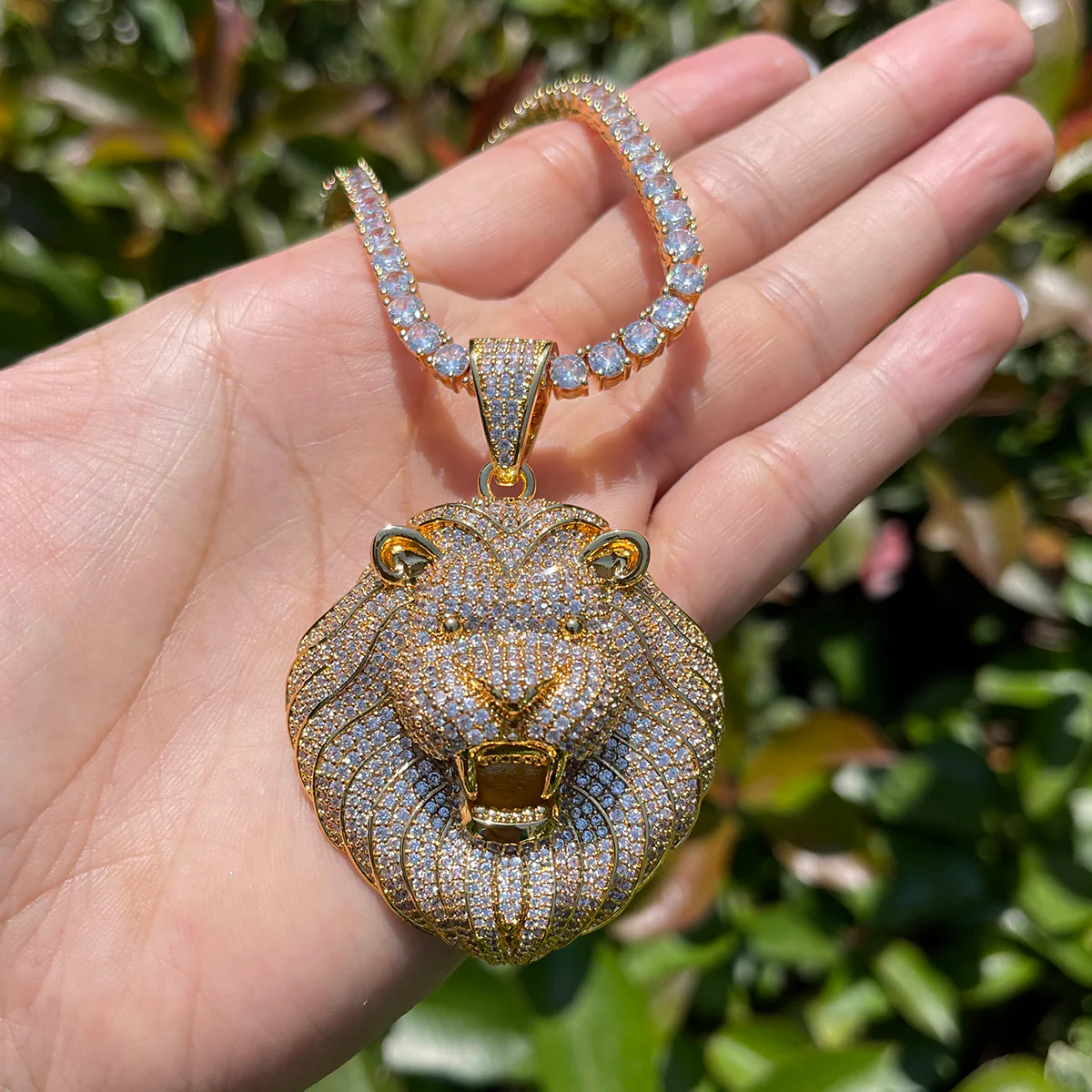 Lion Head Iced Out Diamond Pendant Necklace - Image 10