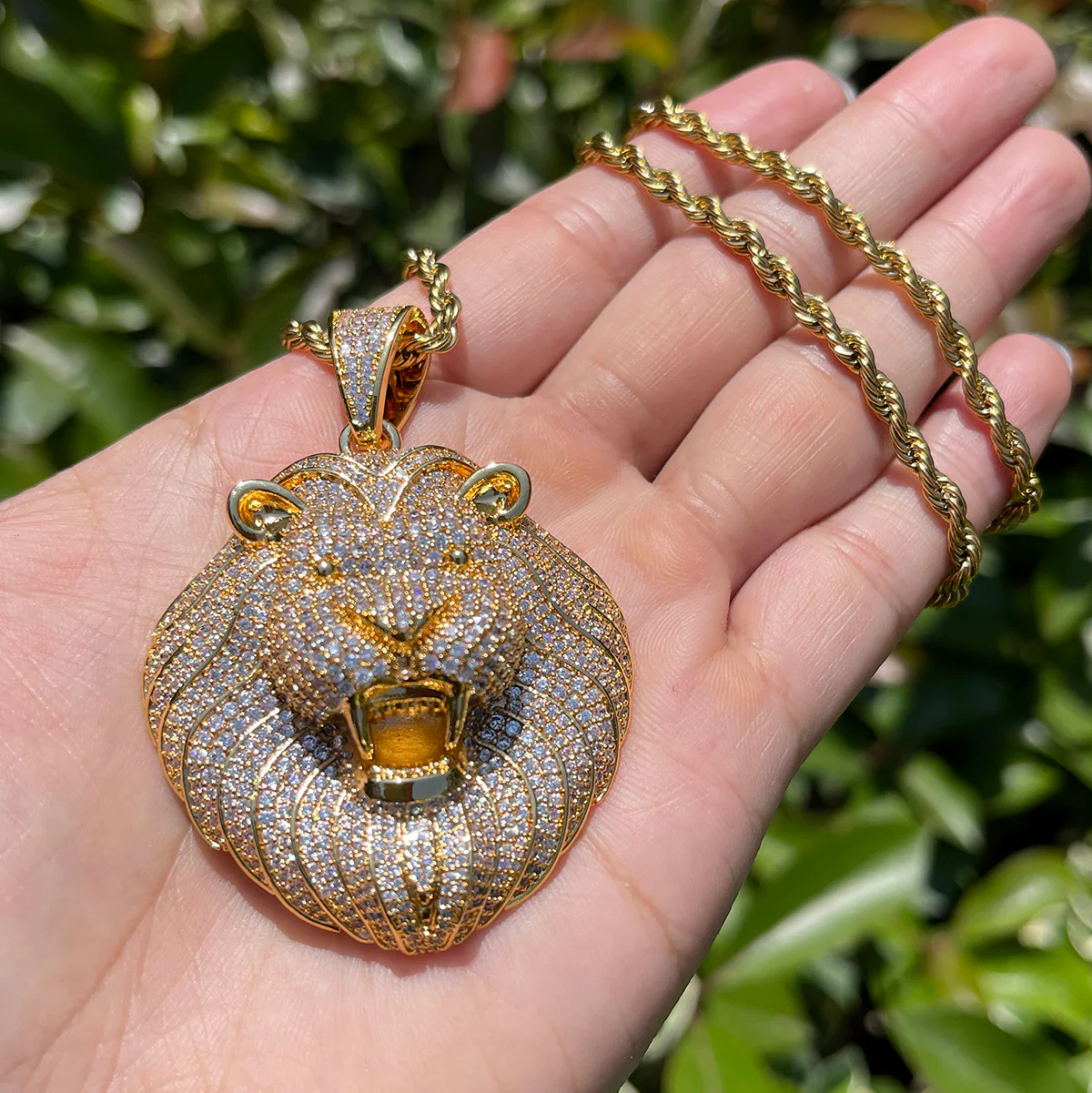 Lion Head Iced Out Diamond Pendant Necklace - Image 11