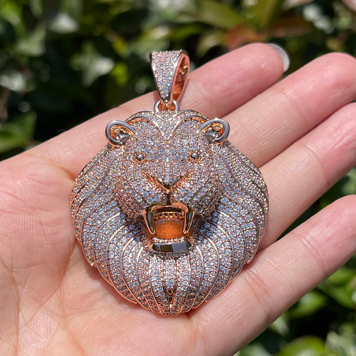 Lion Head Iced Out Diamond Pendant Necklace - Image 13