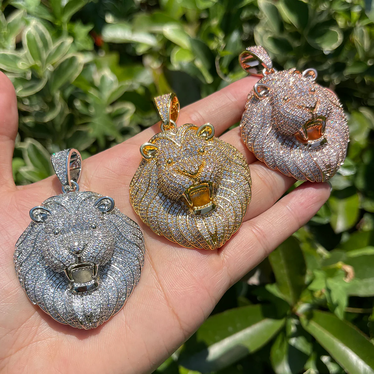 Lion Head Iced Out Diamond Pendant Necklace - Image 2