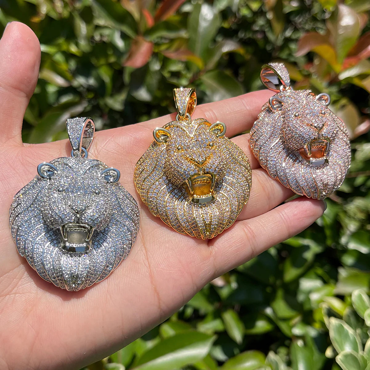 Lion Head Iced Out Diamond Pendant Necklace - Image 3