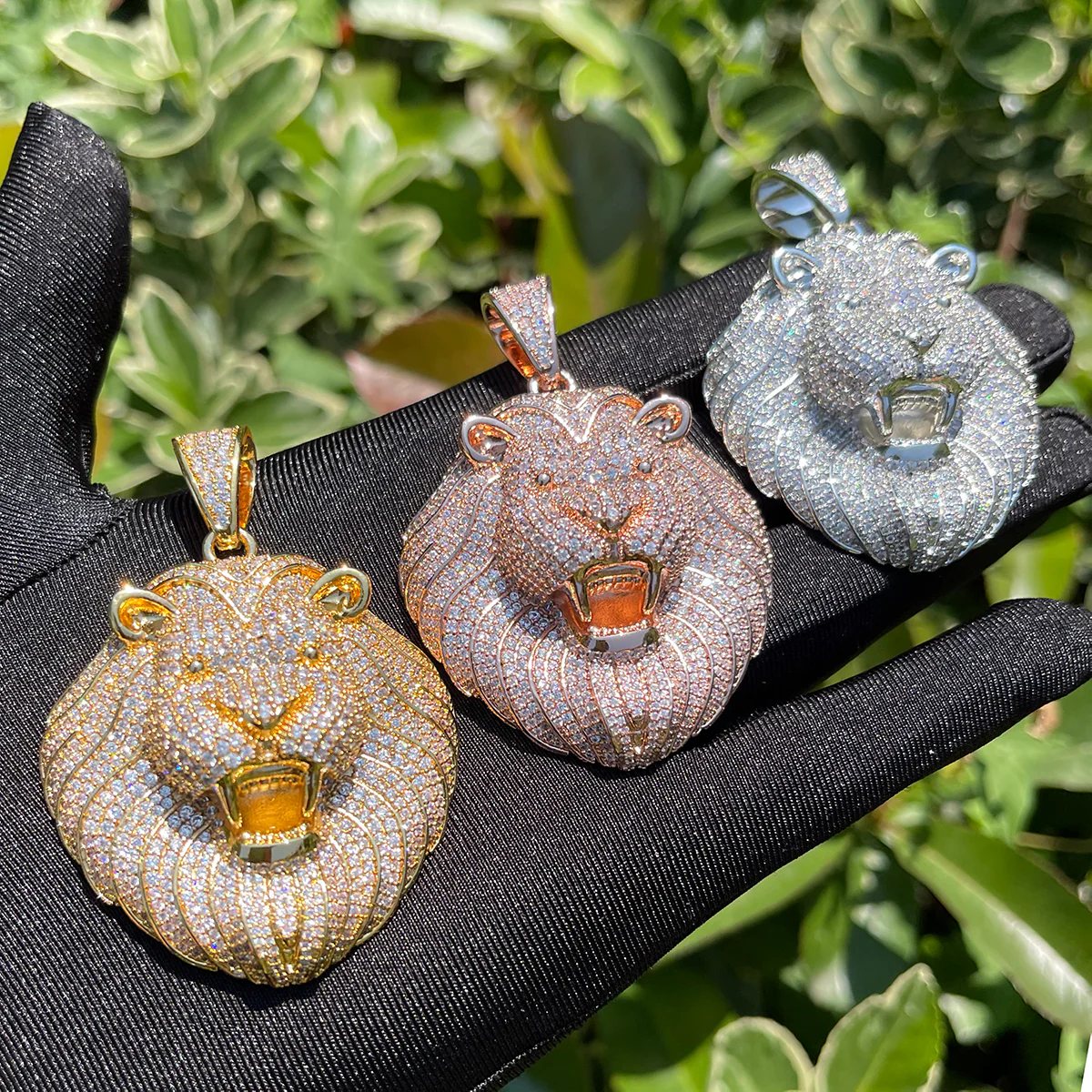 Lion Head Iced Out Diamond Pendant Necklace - Image 4