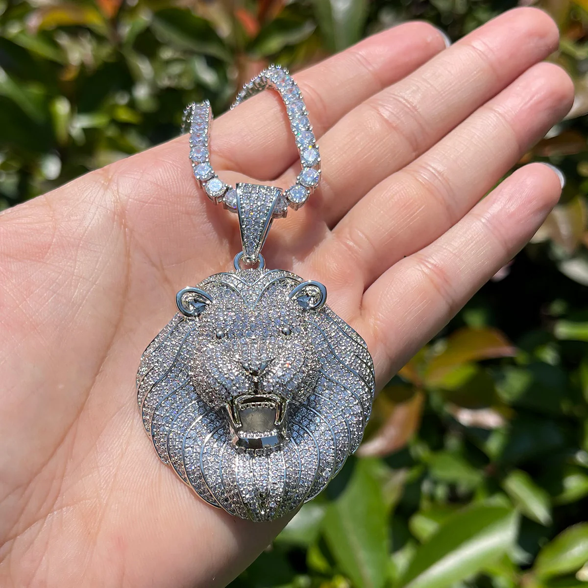 Lion Head Iced Out Diamond Pendant Necklace - Image 6