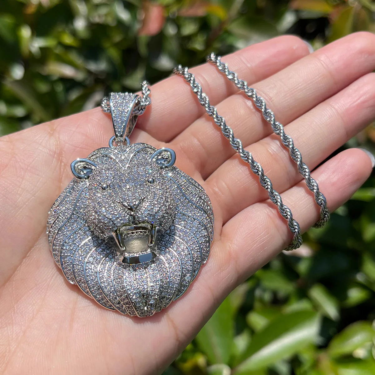 Lion Head Iced Out Diamond Pendant Necklace - Image 7