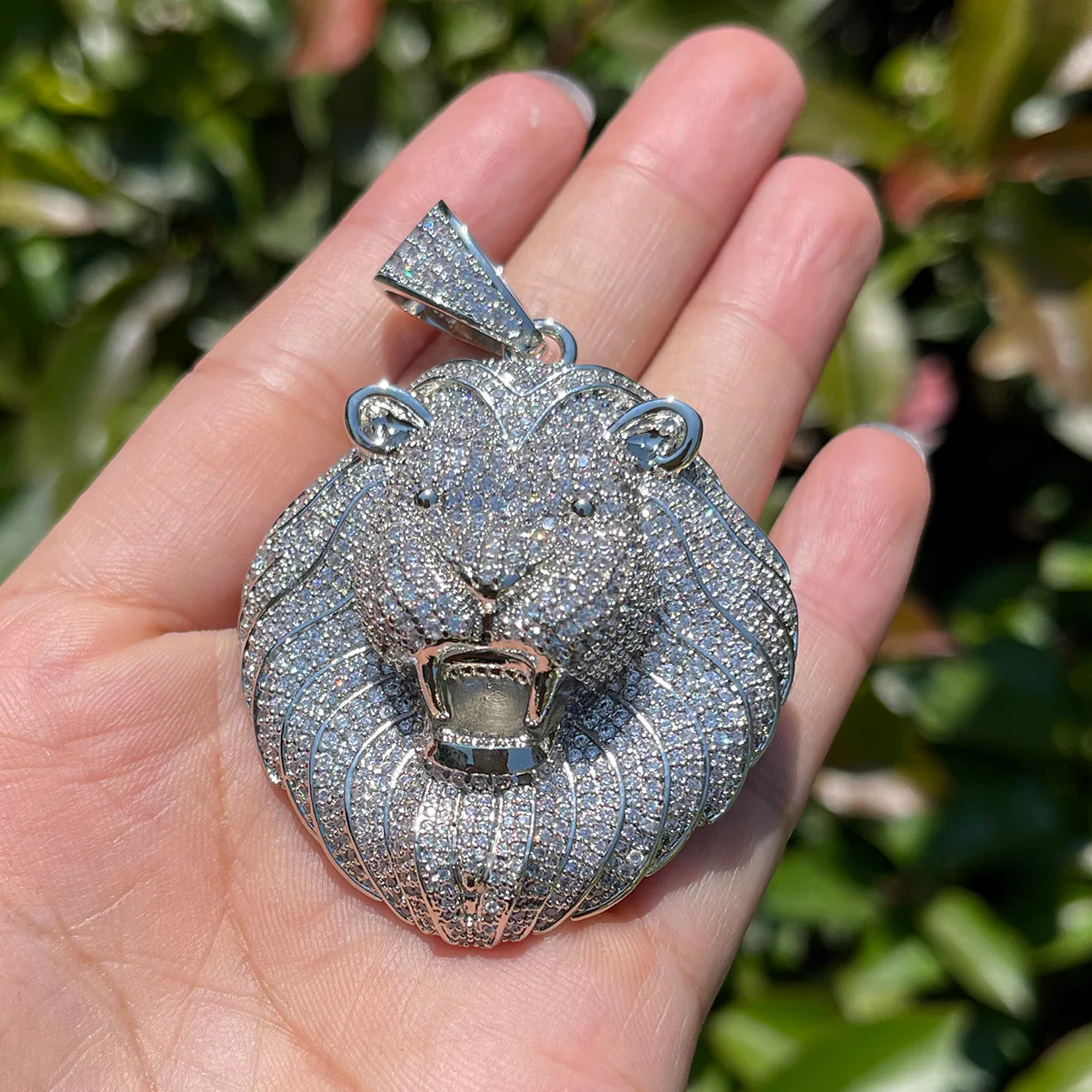 Lion Head Iced Out Diamond Pendant Necklace - Image 8