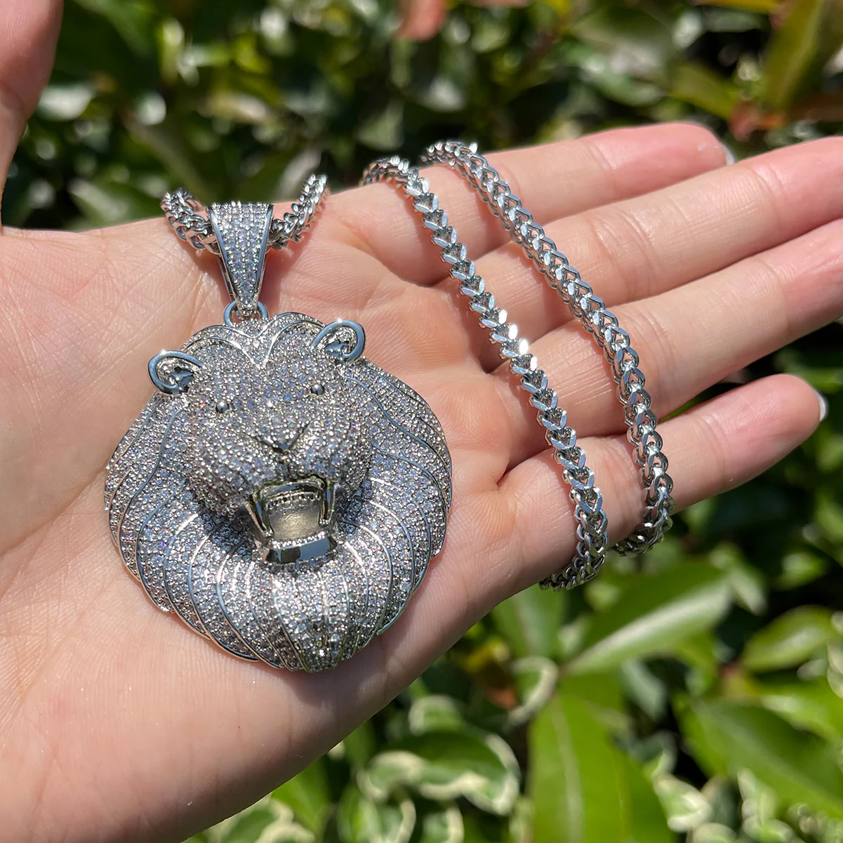 Lion Head Iced Out Diamond Pendant Necklace - Image 9