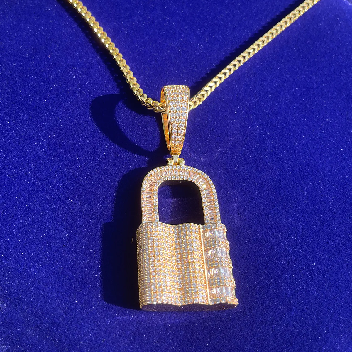 Lock Iced Out Diamond Pendant Necklace - Image 5