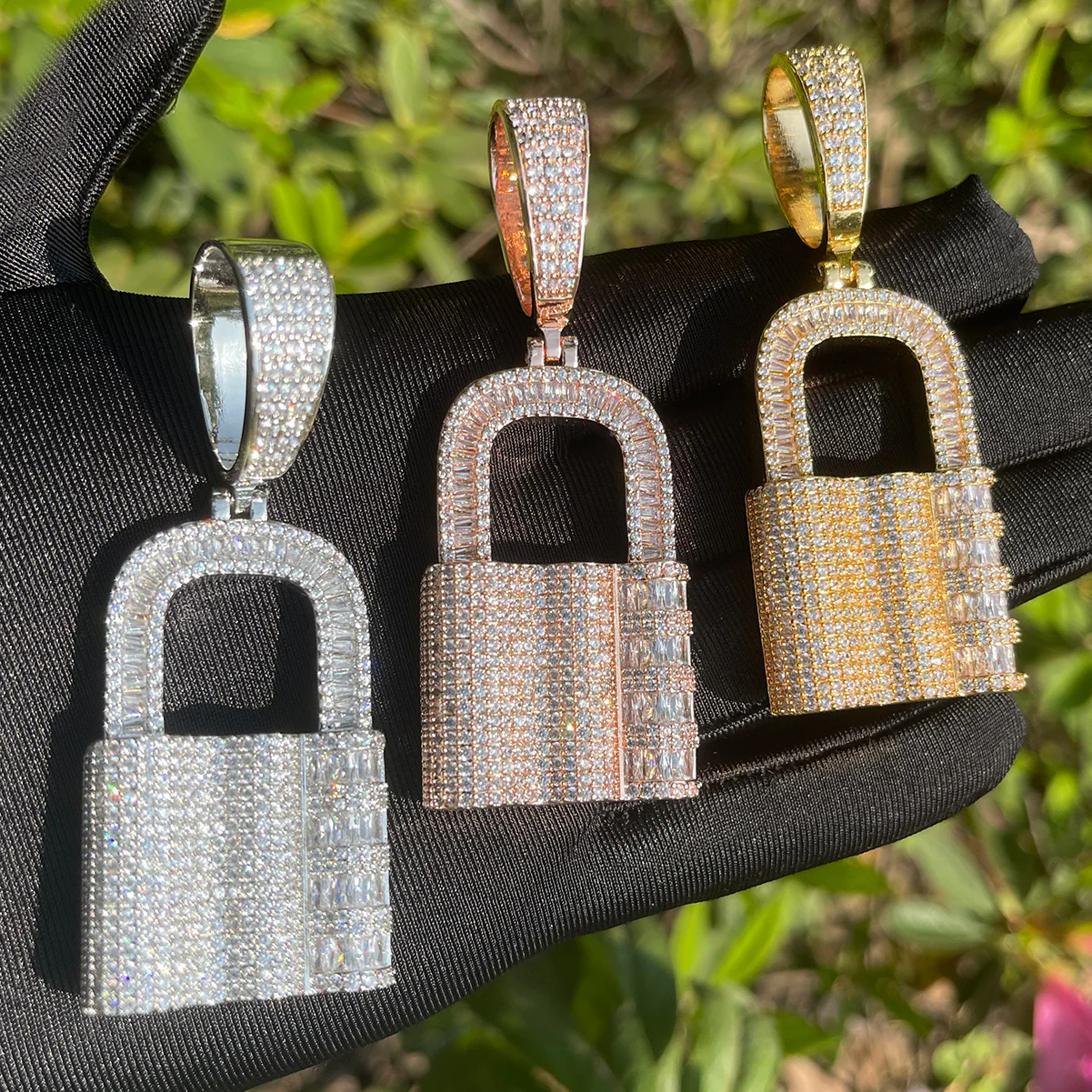 Lock Iced Out Diamond Pendant Necklace - Image 7
