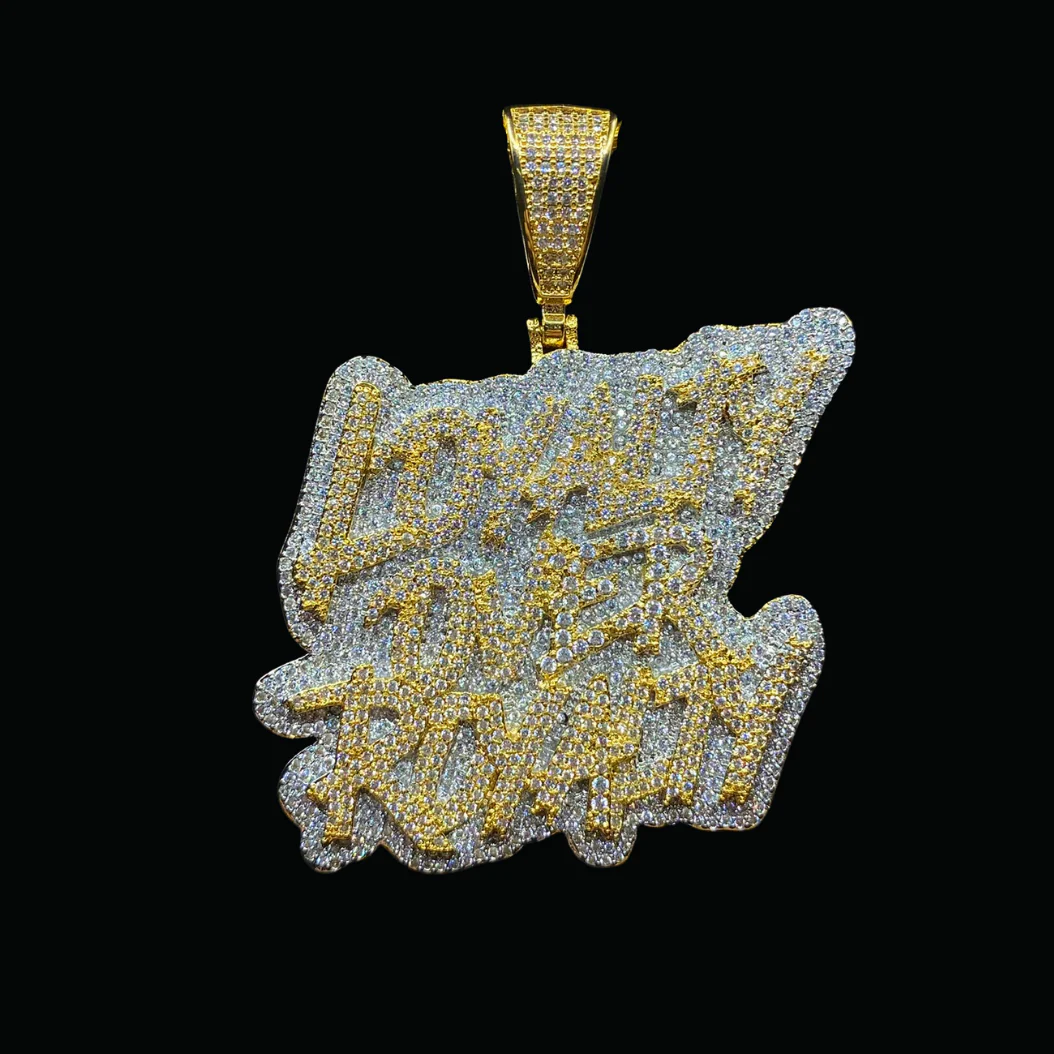Loyalty Over Royalty Iced Out Letter Diamond Pendant Necklace - Image 3