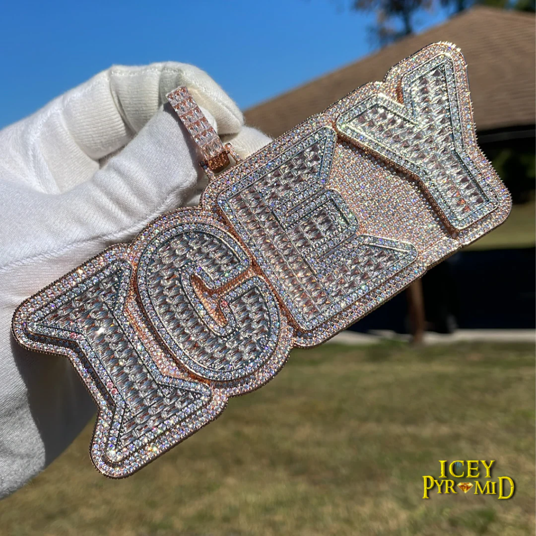 Lux Design Two Layers Iced Out Personalized Custom Name Necklace Pendant - Image 11