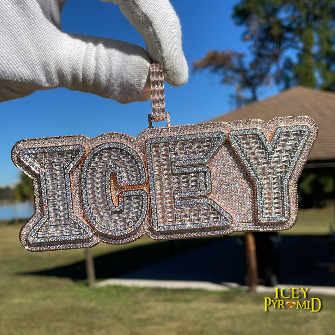 Lux Design Two Layers Iced Out Personalized Custom Name Necklace Pendant - Image 12