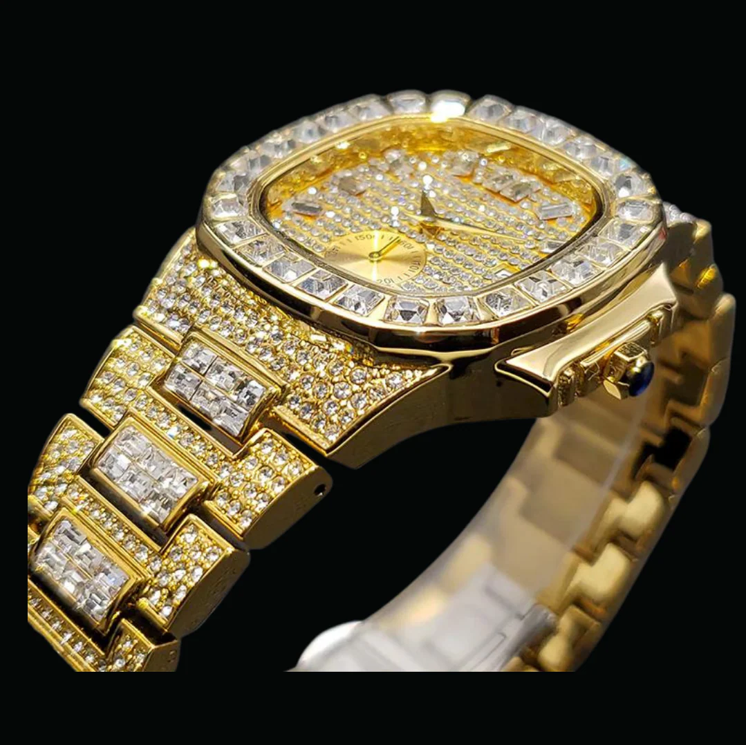 Luxury Date Special Minute Hand Iced Out Diamond Watch - Image 11