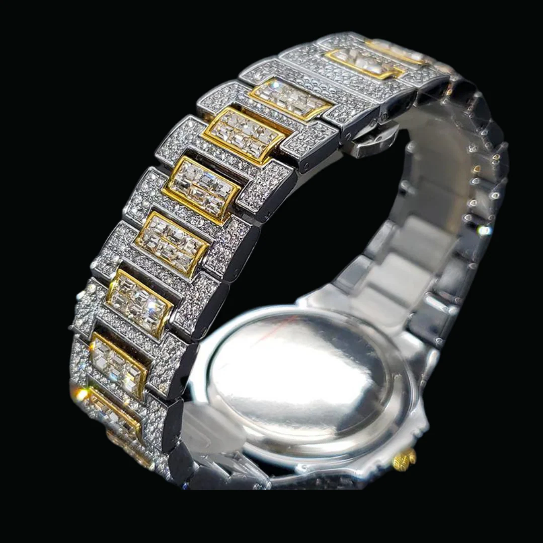 Luxury Date Special Minute Hand Iced Out Diamond Watch - Image 13