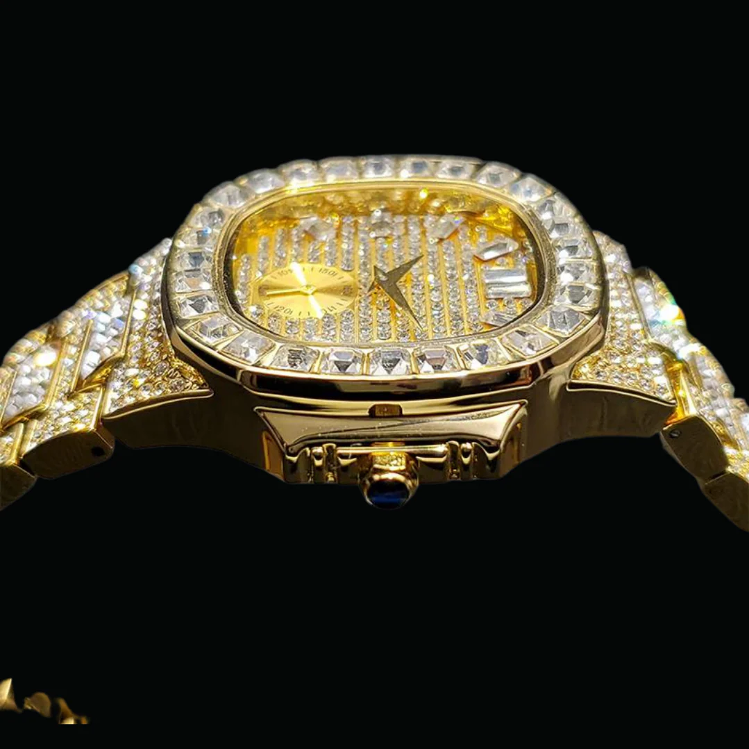 Luxury Date Special Minute Hand Iced Out Diamond Watch - Image 16