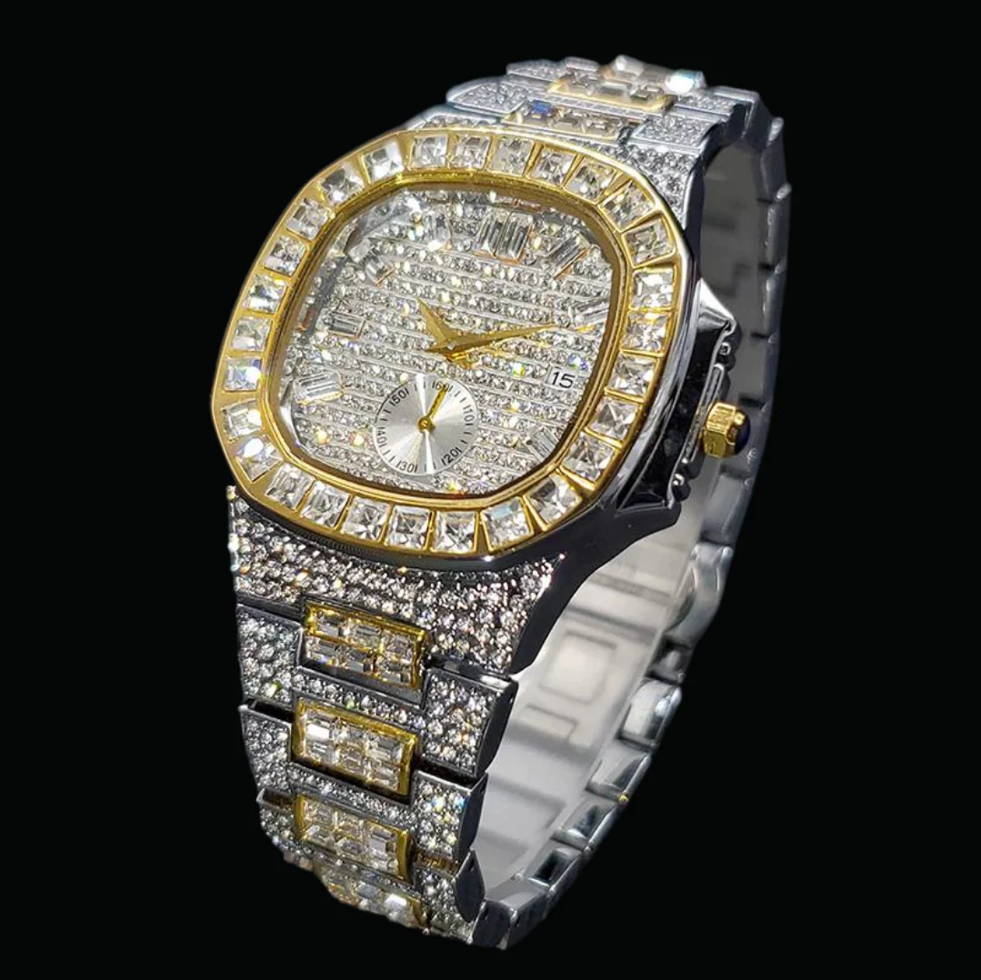 Luxury Date Special Minute Hand Iced Out Diamond Watch - Image 4