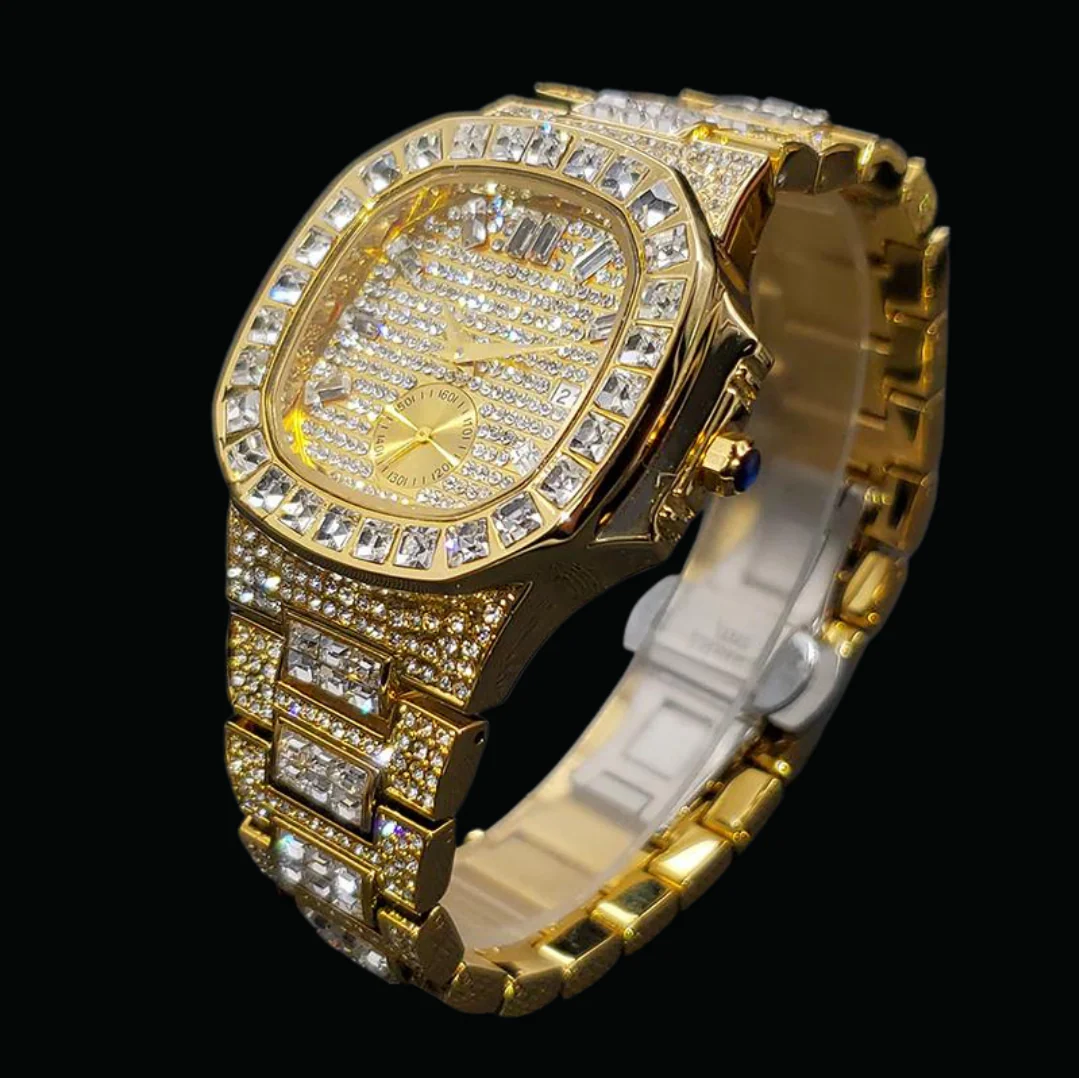 Luxury Date Special Minute Hand Iced Out Diamond Watch - Image 5