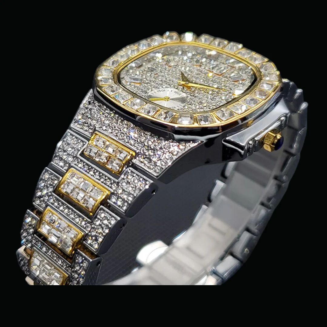 Luxury Date Special Minute Hand Iced Out Diamond Watch - Image 9