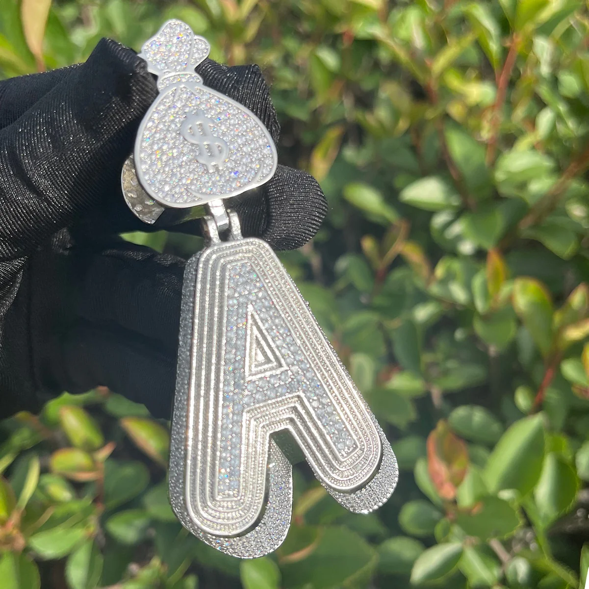 Luxury Full Stoned Triple Layer Iced Out Initial Custom Name Necklace Pendant - Image 5
