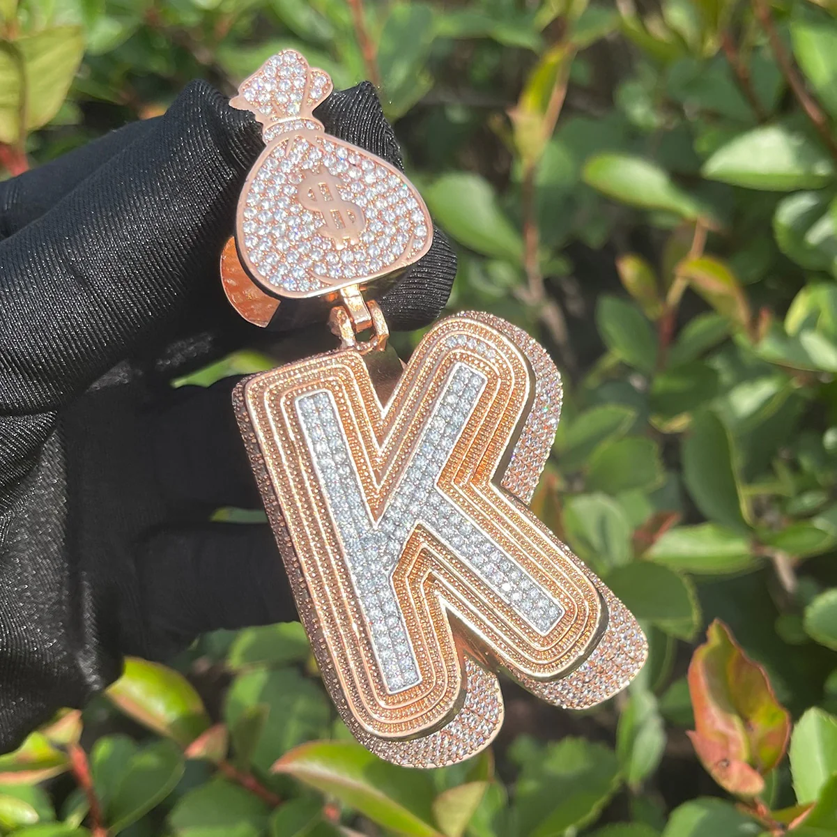 Luxury Full Stoned Triple Layer Iced Out Initial Custom Name Necklace Pendant - Image 6