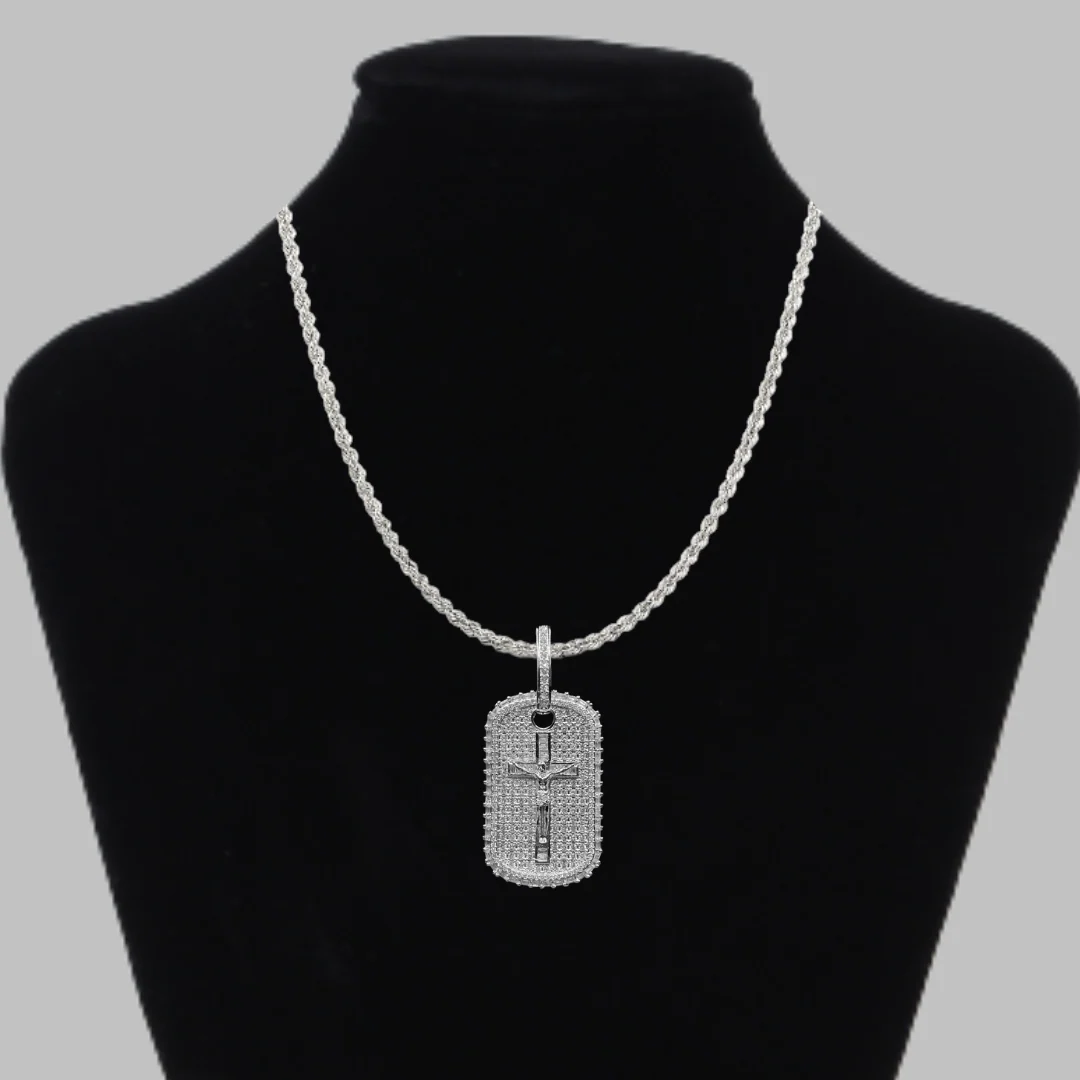 Military Style Jesus Cross Iced Out Diamond Pendant Necklace - Image 2