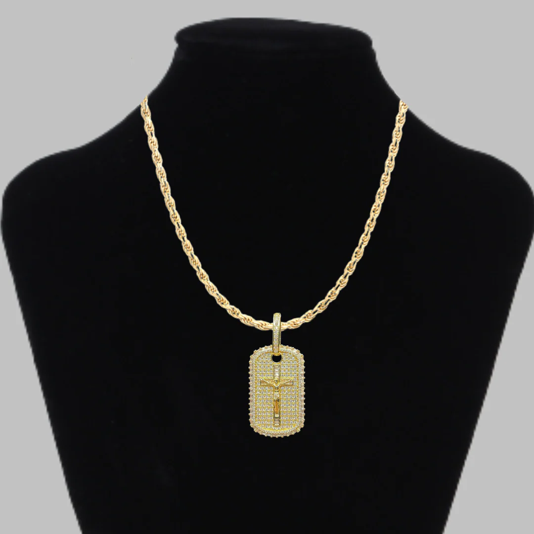 Military Style Jesus Cross Iced Out Diamond Pendant Necklace - Image 4