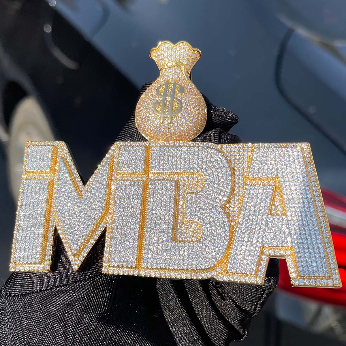 Money Bag Bail Two Layers Iced Out Personalized Custom Name Necklace Pendant - Image 6