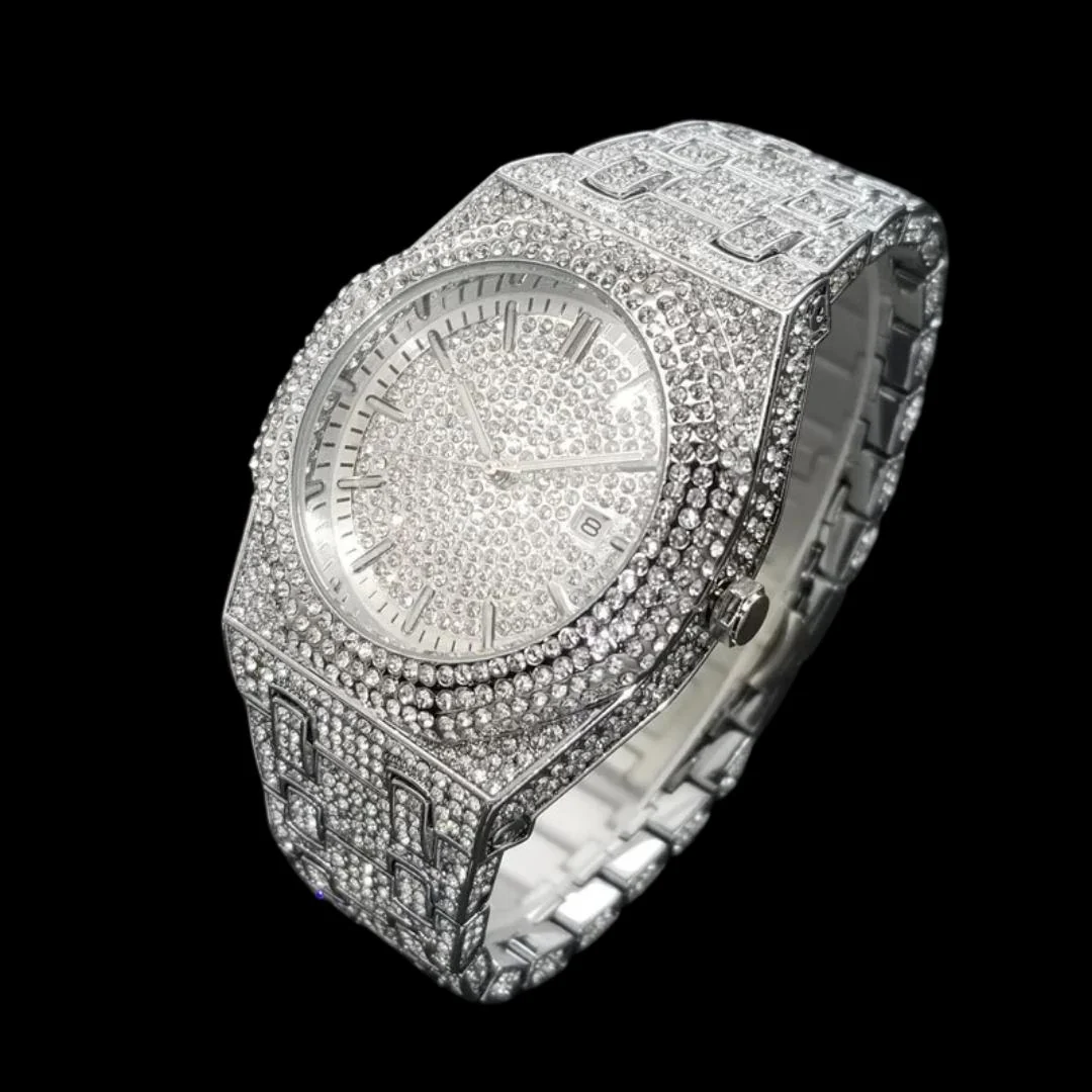 Luxury Bust Down Date VVS Iced Out Diamond Watch - Image 3