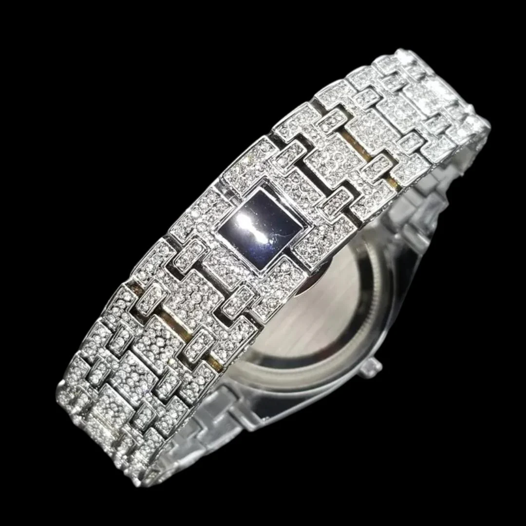 Luxury Bust Down Date VVS Iced Out Diamond Watch - Image 9