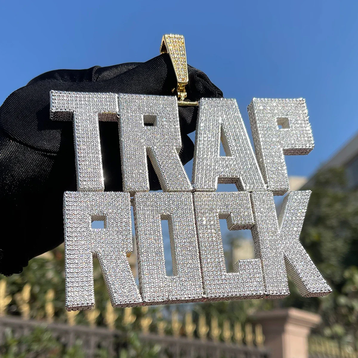 Solid Edition Iced Out Personalized Custom Name Necklace Pendant