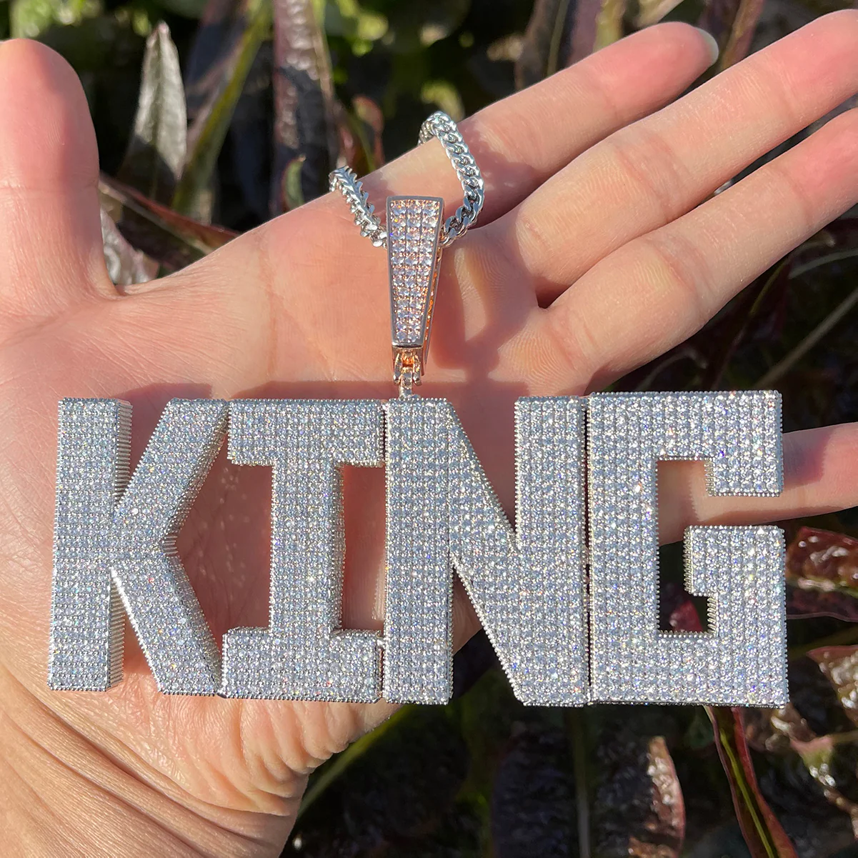Solid Edition Iced Out Personalized Custom Name Necklace Pendant - Image 2