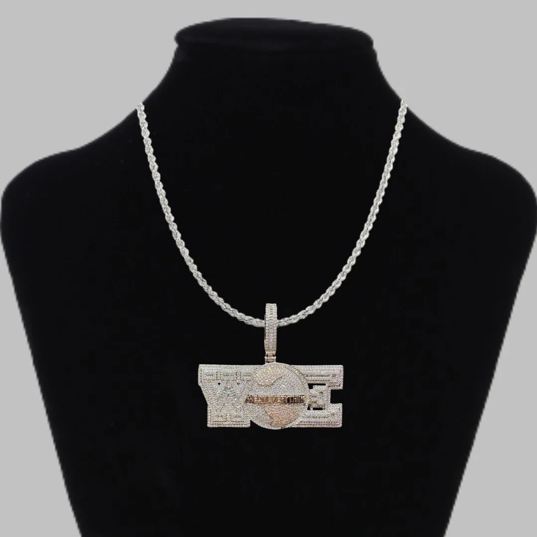 We On Everything Iced Out Letter Diamond Pendant Necklace - Image 2