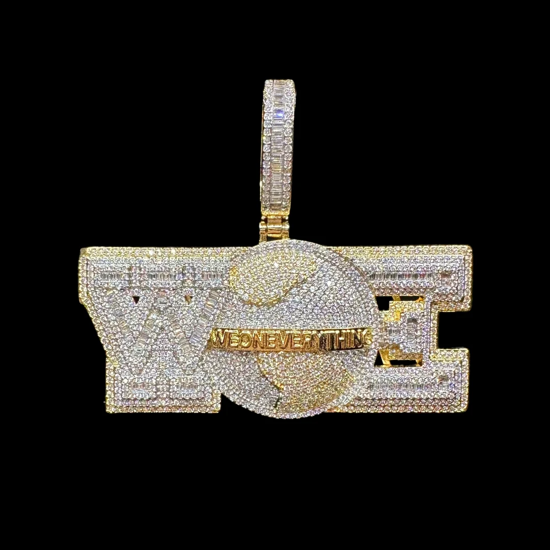 We On Everything Iced Out Letter Diamond Pendant Necklace - Image 3