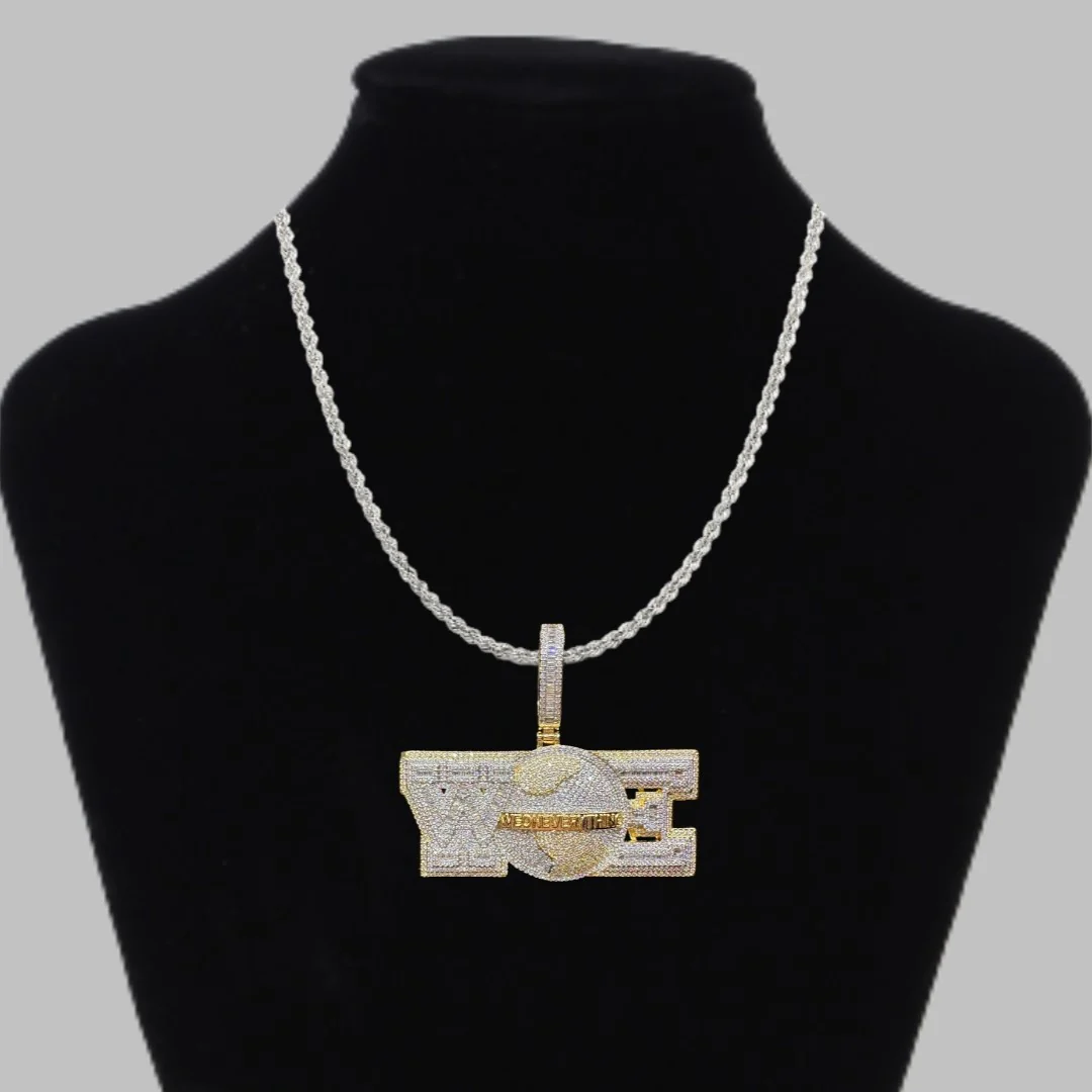 We On Everything Iced Out Letter Diamond Pendant Necklace - Image 4