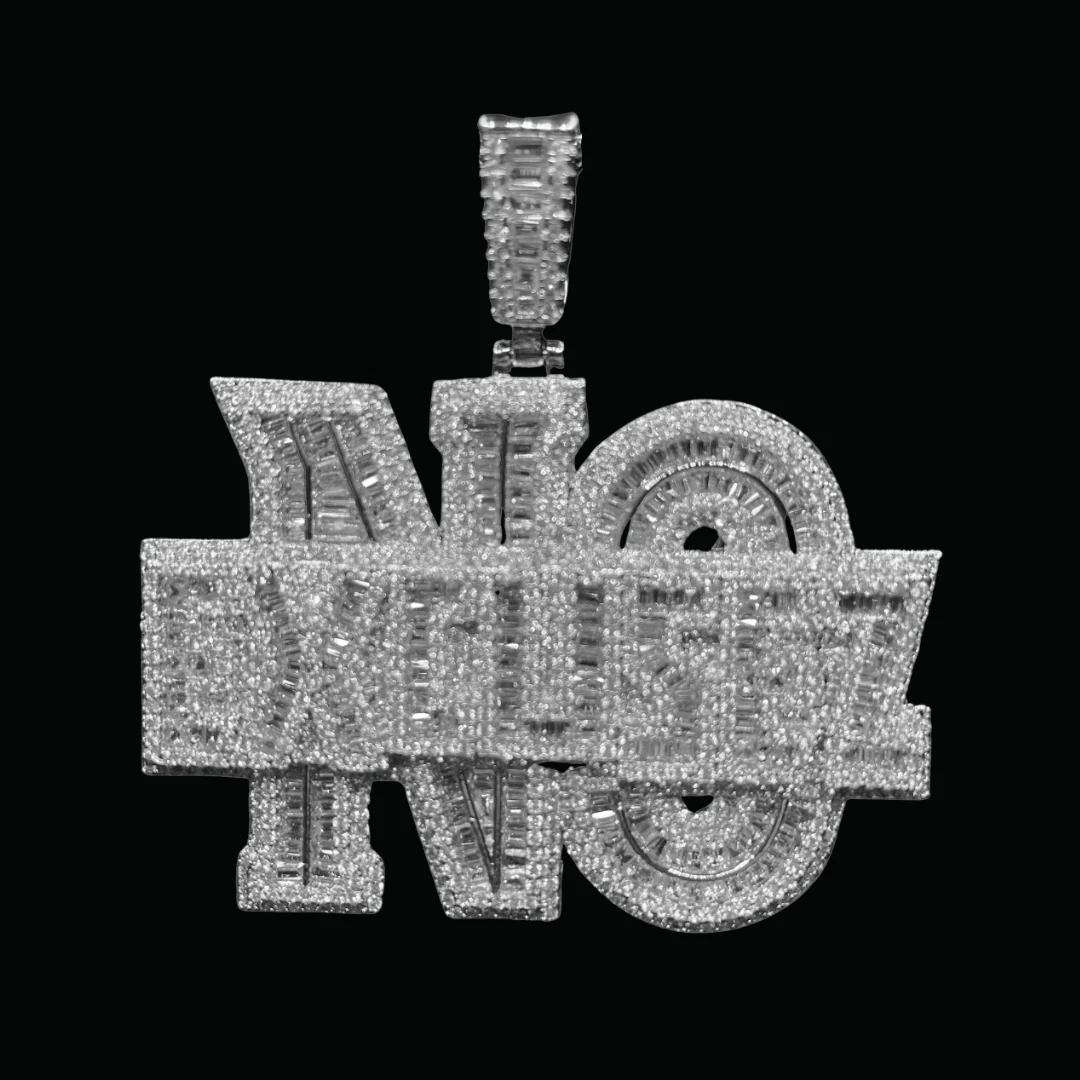 No Excusez Iced Out Letter Diamond Pendant Necklace - Image 3