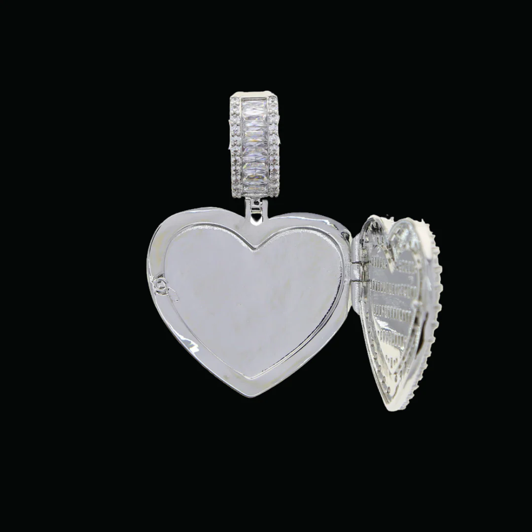 Openable Heart-Shaped Diamond Photo Pendant - Image 3