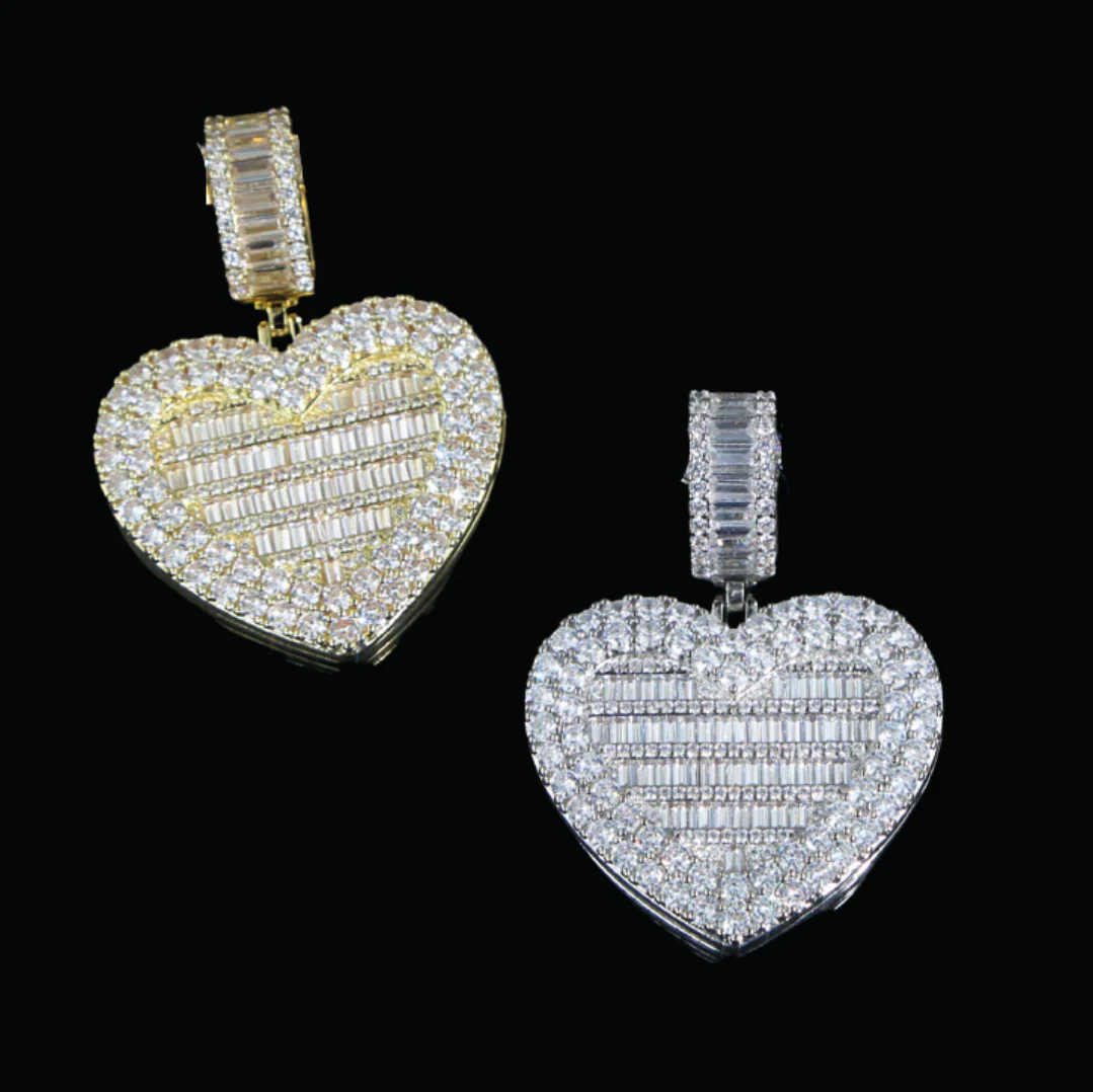 Openable Heart-Shaped Diamond Photo Pendant - Image 4