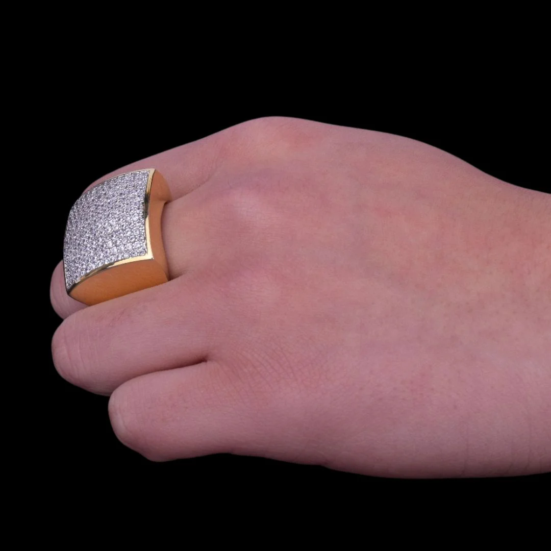 Oval Square Cubic Iced Out Diamond Ring - Image 11