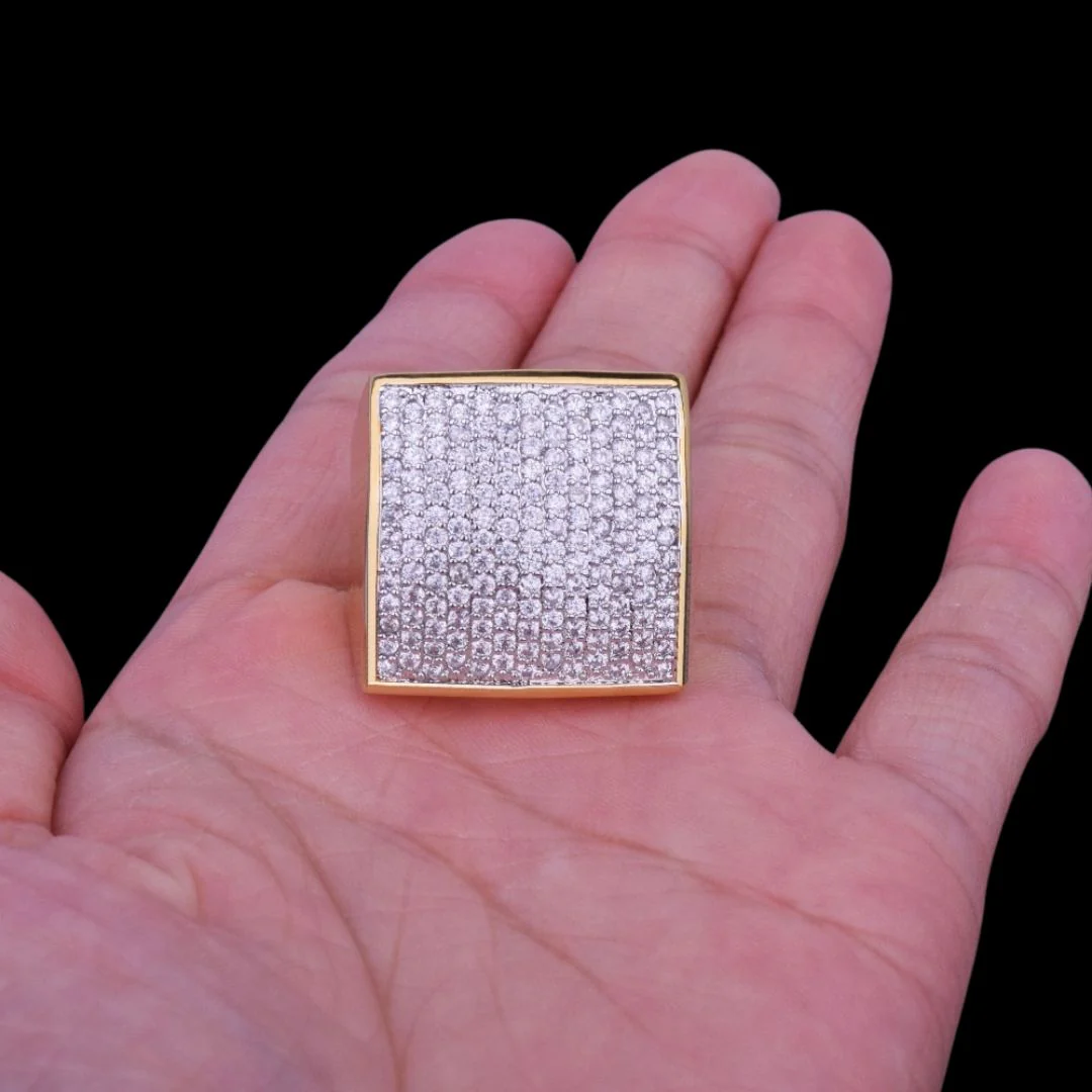 Oval Square Cubic Iced Out Diamond Ring - Image 12