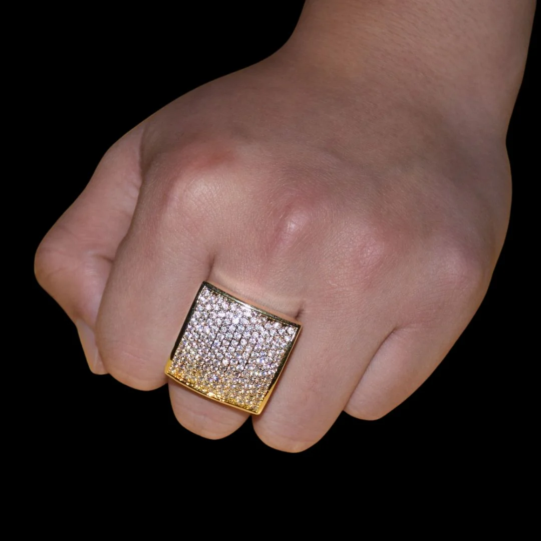 Oval Square Cubic Iced Out Diamond Ring - Image 13