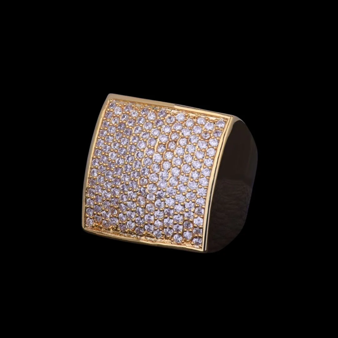 Oval Square Cubic Iced Out Diamond Ring - Image 2
