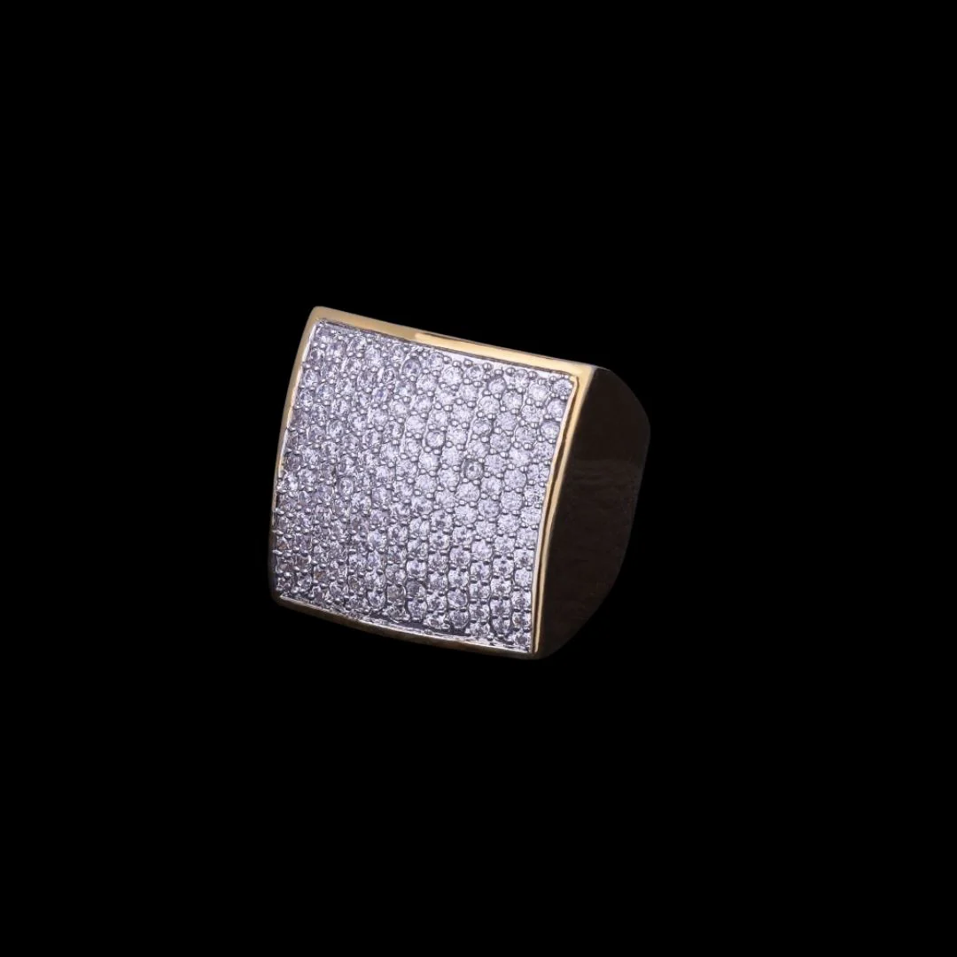 Oval Square Cubic Iced Out Diamond Ring - Image 3