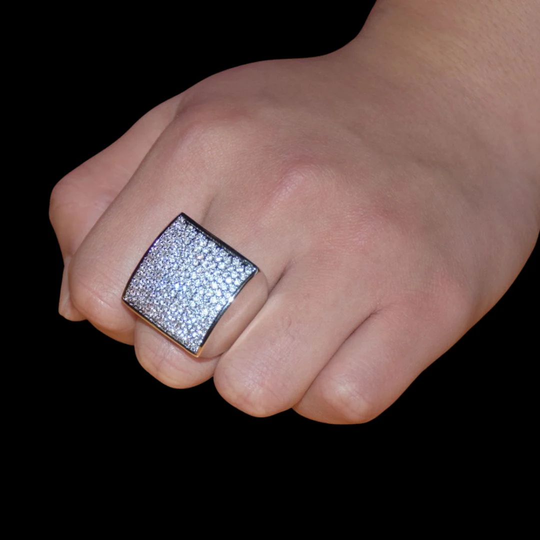 Oval Square Cubic Iced Out Diamond Ring - Image 5
