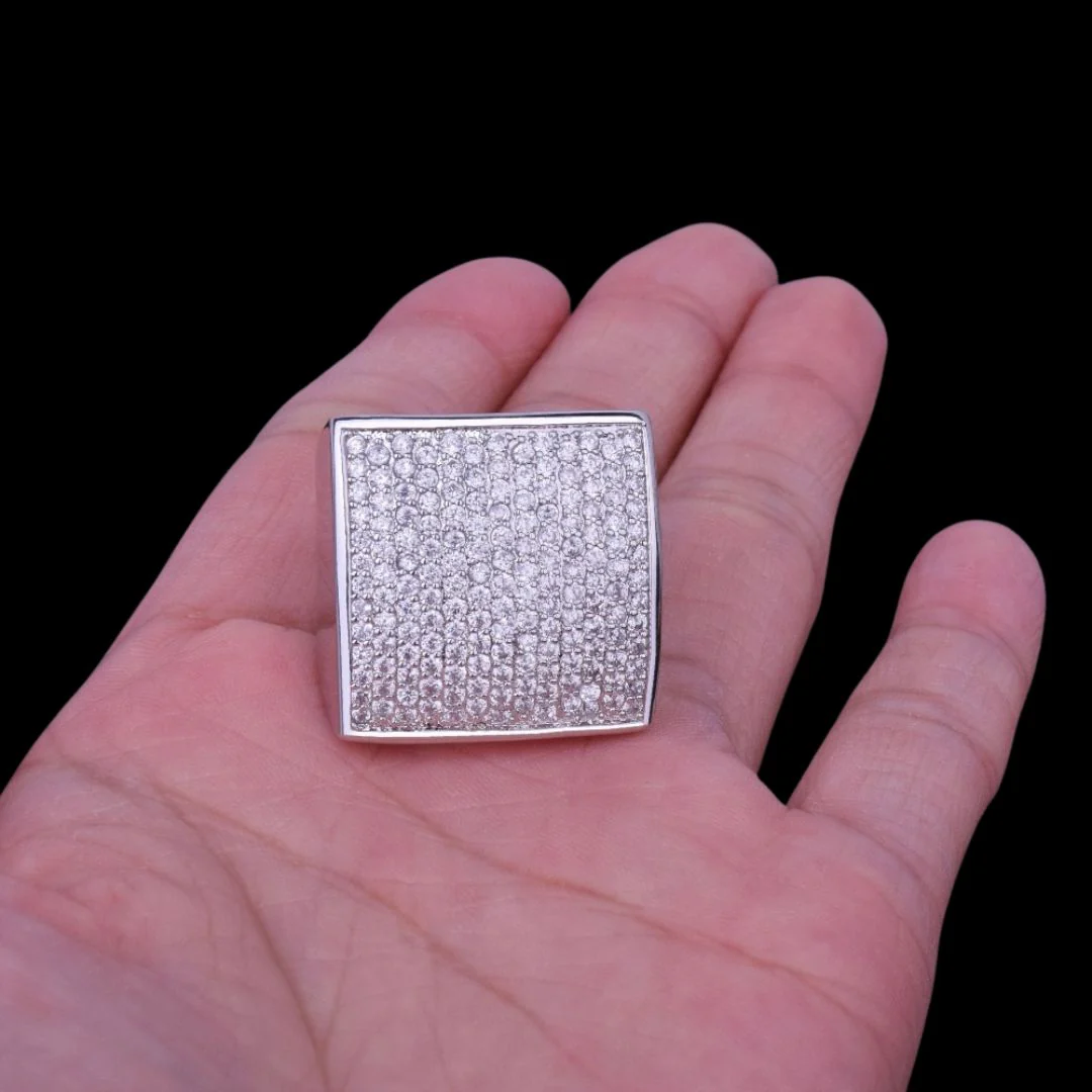 Oval Square Cubic Iced Out Diamond Ring - Image 7