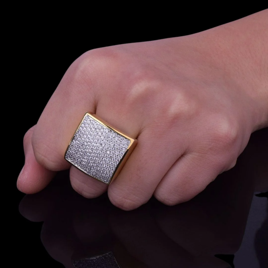 Oval Square Cubic Iced Out Diamond Ring - Image 8