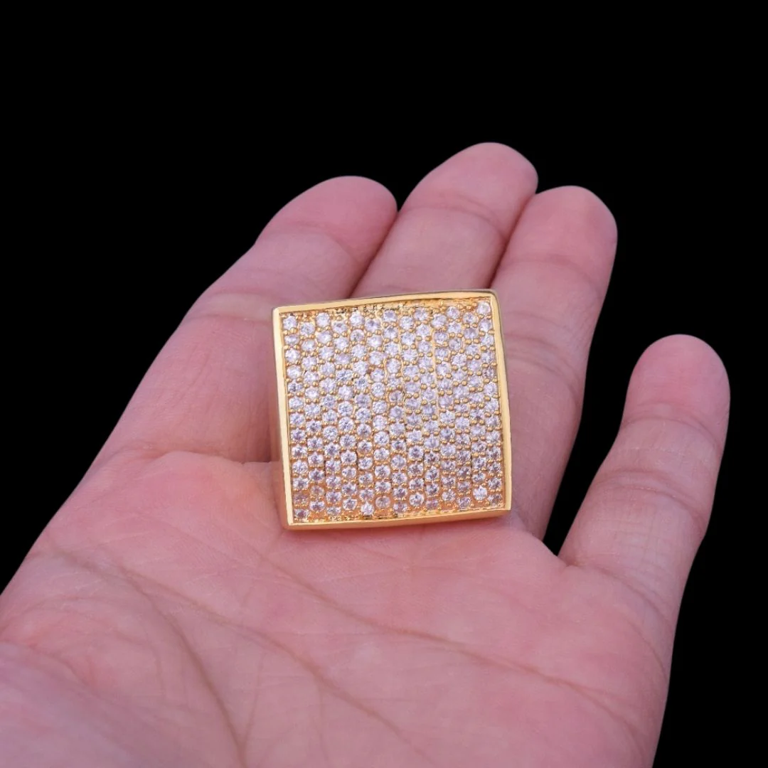 Oval Square Cubic Iced Out Diamond Ring - Image 9