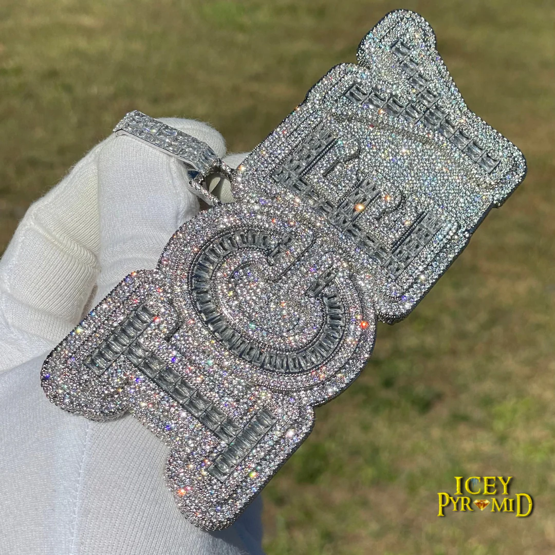 Overflow Stones Loaded with Diamond Iced Out Personalized Custom Name Necklace Pendant - Image 11