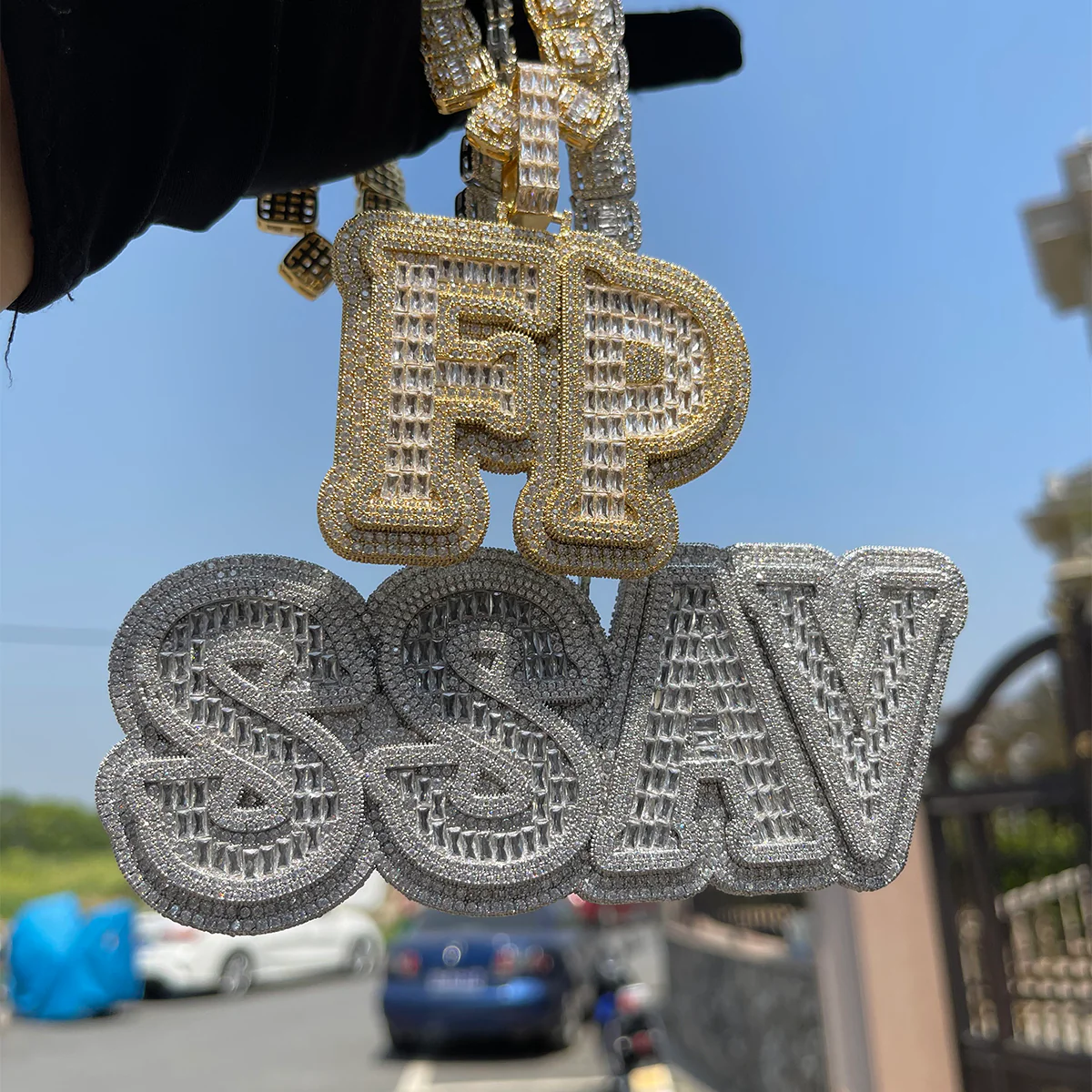 Overflow Stones Loaded with Diamond Iced Out Personalized Custom Name Necklace Pendant - Image 3