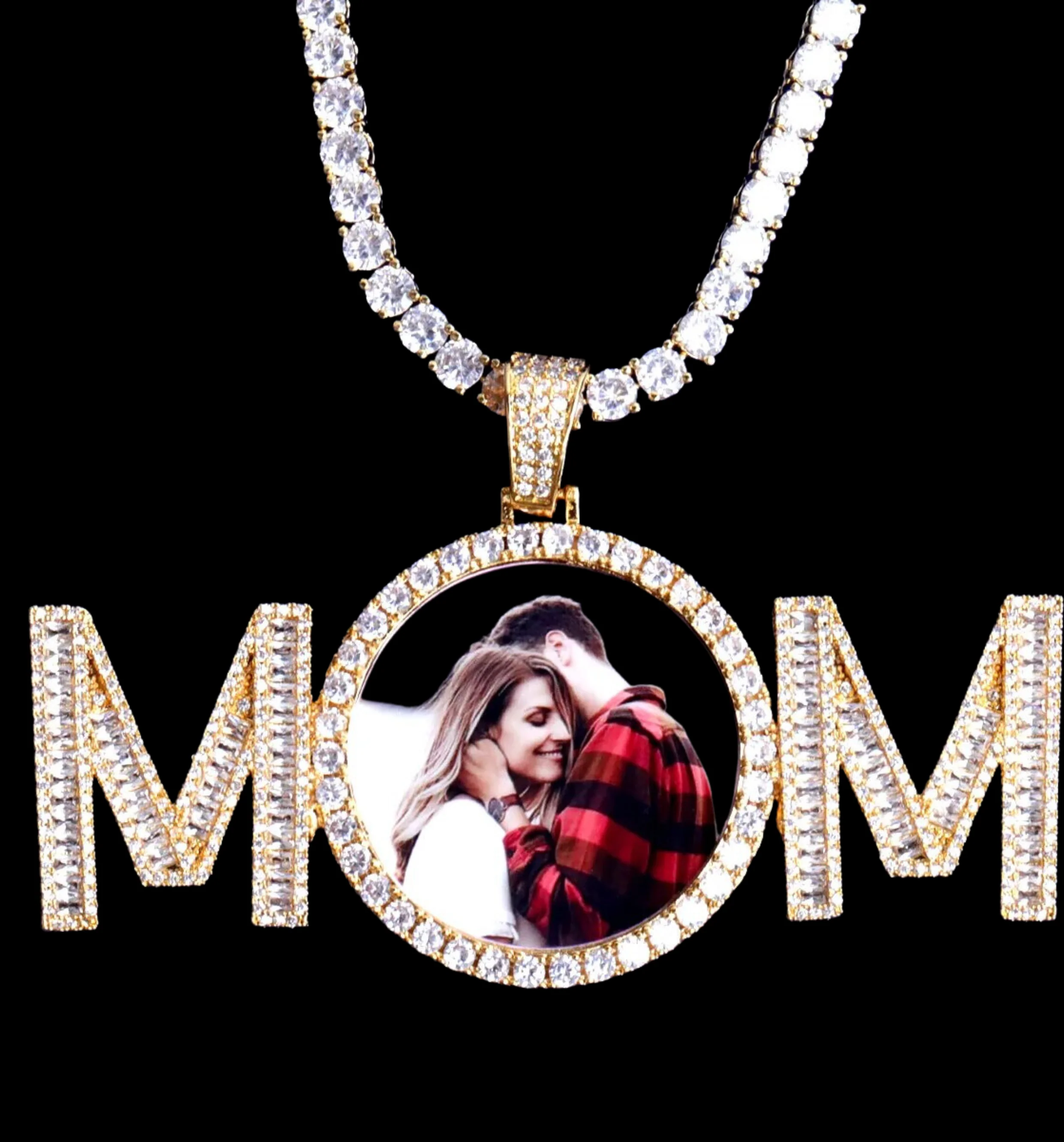 Mom Letters Custom Photo Picture Pendant Necklace - Image 2