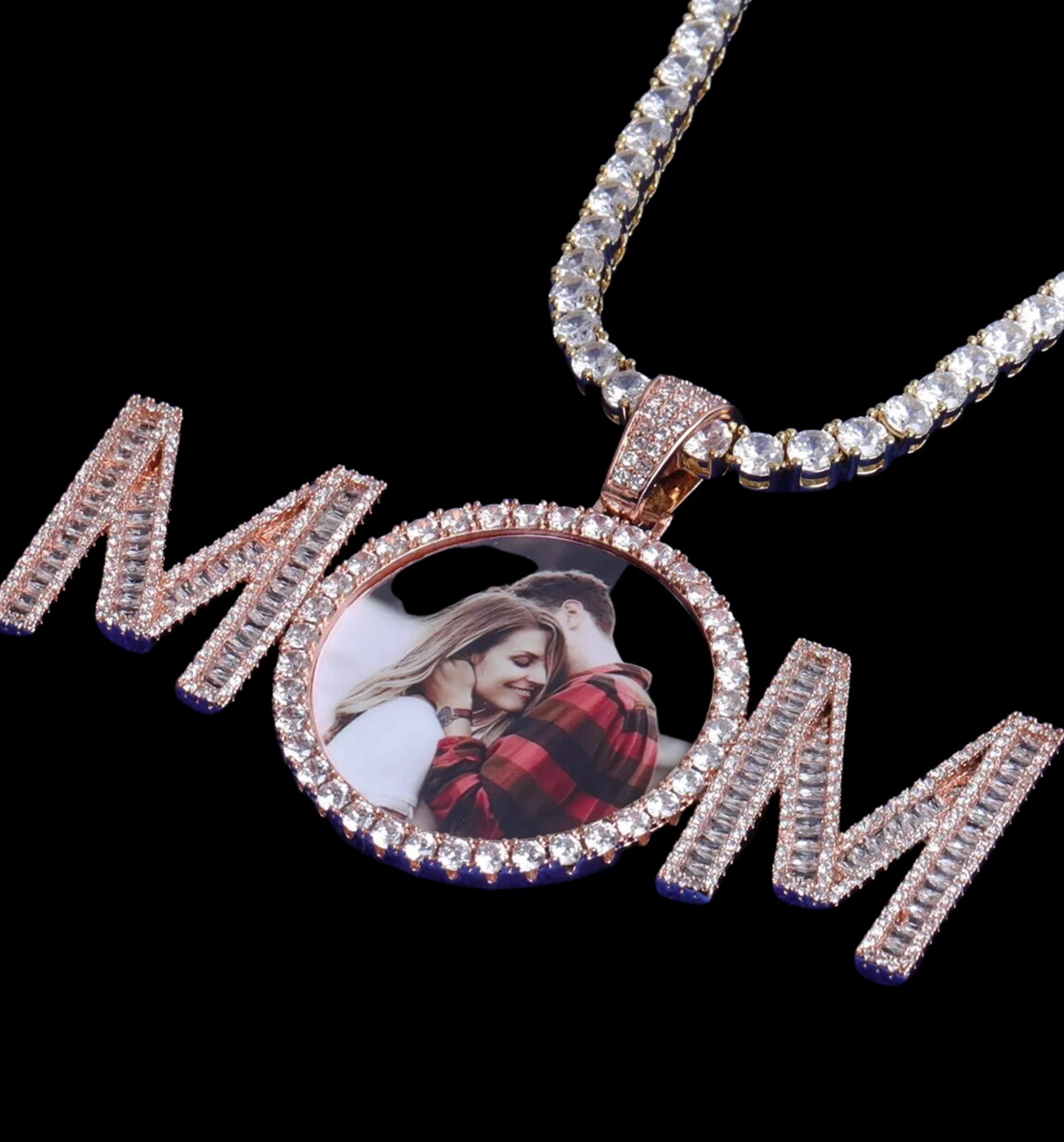 Mom Letters Custom Photo Picture Pendant Necklace - Image 3